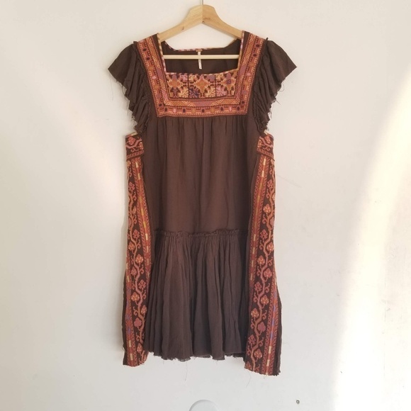 NEW Free People Day Glow Mini Boho Aztec Western Distressed Raw Dress Size Small - Picture 3 of 8